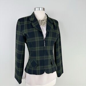 Daily Habit Green Black Blue Tartan Plaid Women's Jacket Size 5 NWOT